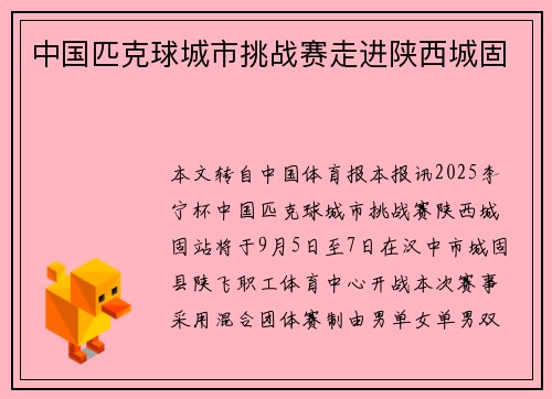 中国匹克球城市挑战赛走进陕西城固